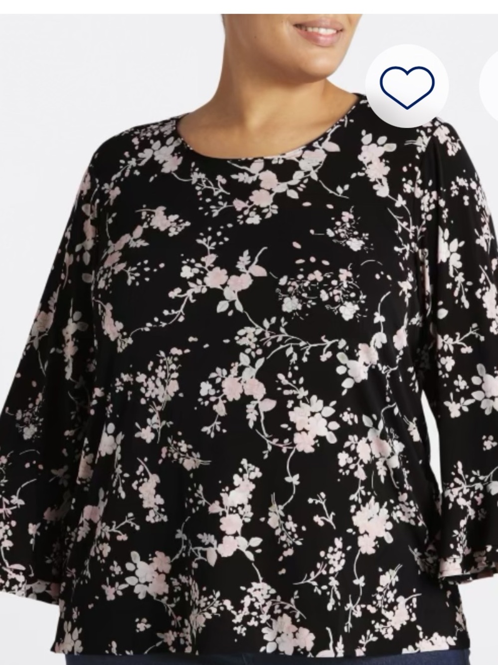 Karl Lagerfeld Black Floral Trumpet Sleeve Knit Top